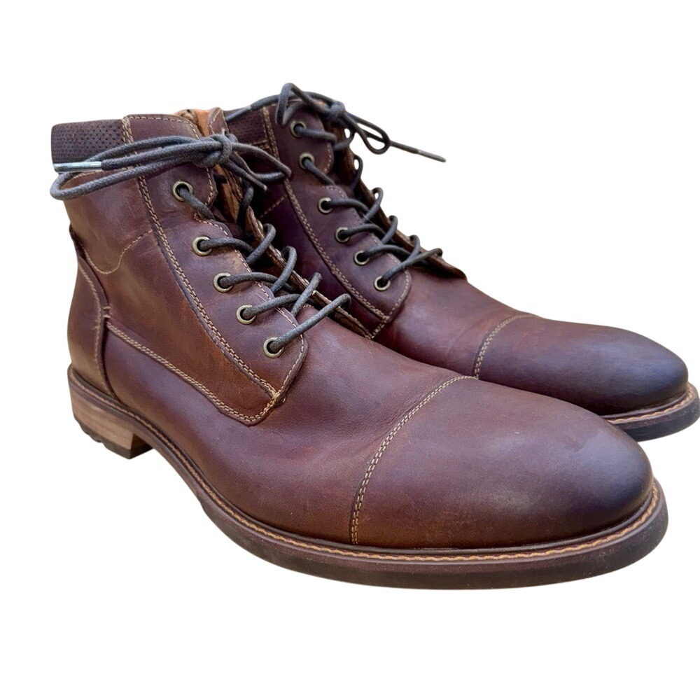 Florsheim Lodge Cap-Toe Leather Lace-up ankle boots, Men's 13, EUC